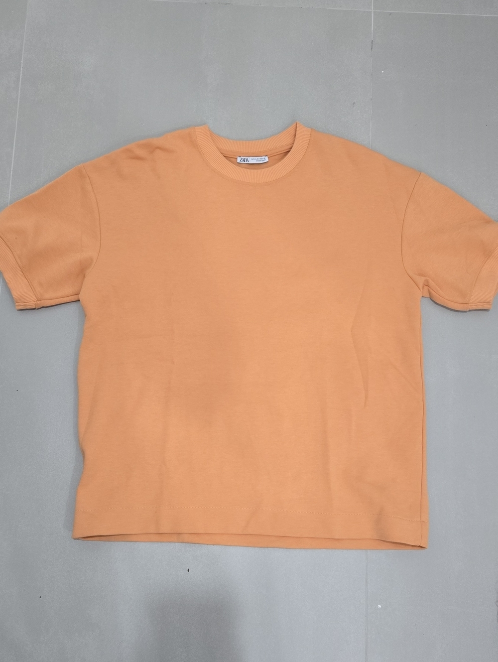 ZARA Men’s Short Sleeve Crew Neck T-Shirt Peach Orange Size M